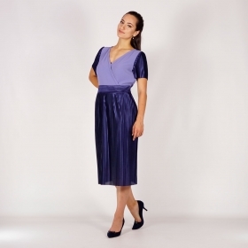Formal Ladies Dress Composed Of Dark Blue Soleil Pleat And Lavender Georgette  20749