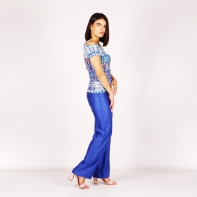 Елегантен дамски вискозен панталон в френско синьo 60519